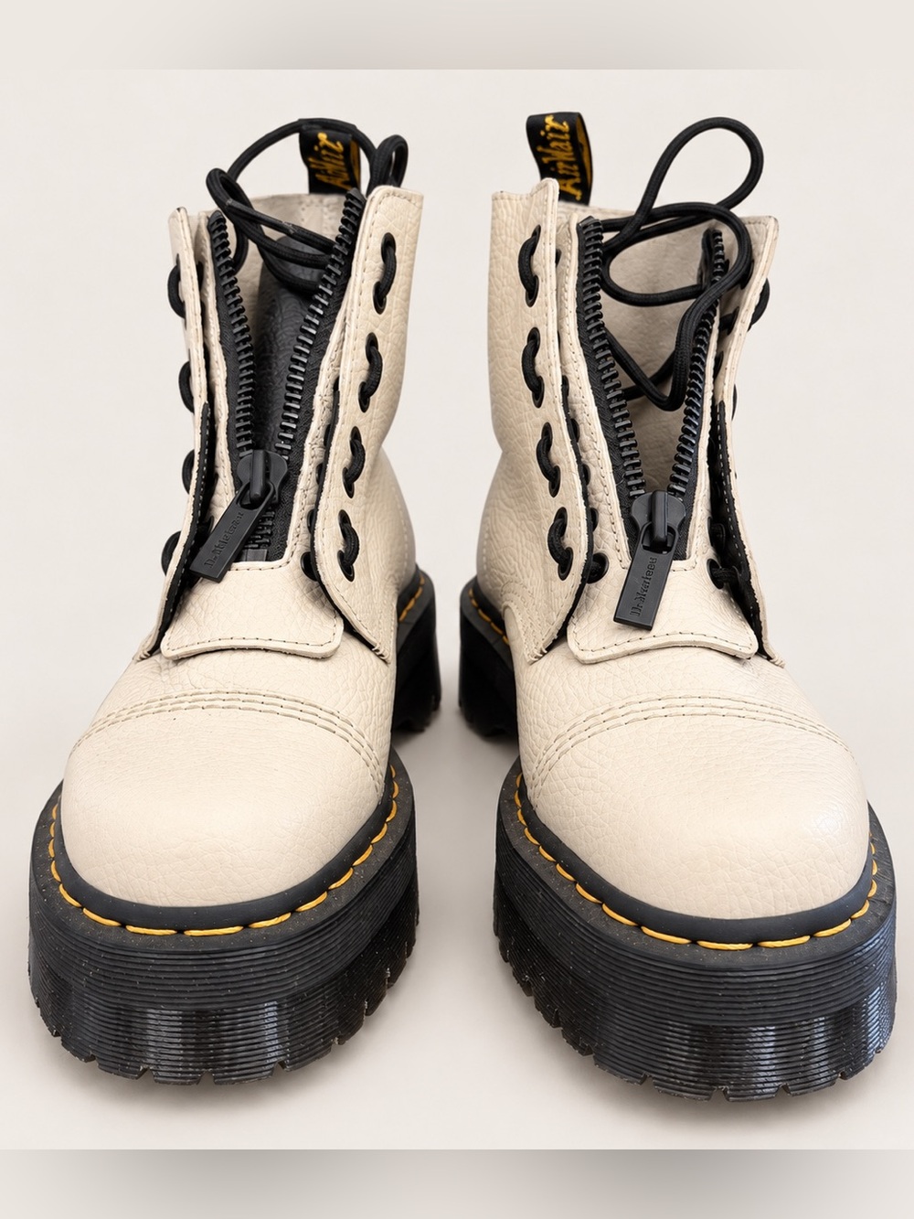 Dr. Martens Cream Lace-Up Platform Boots - Picture 2 of 6